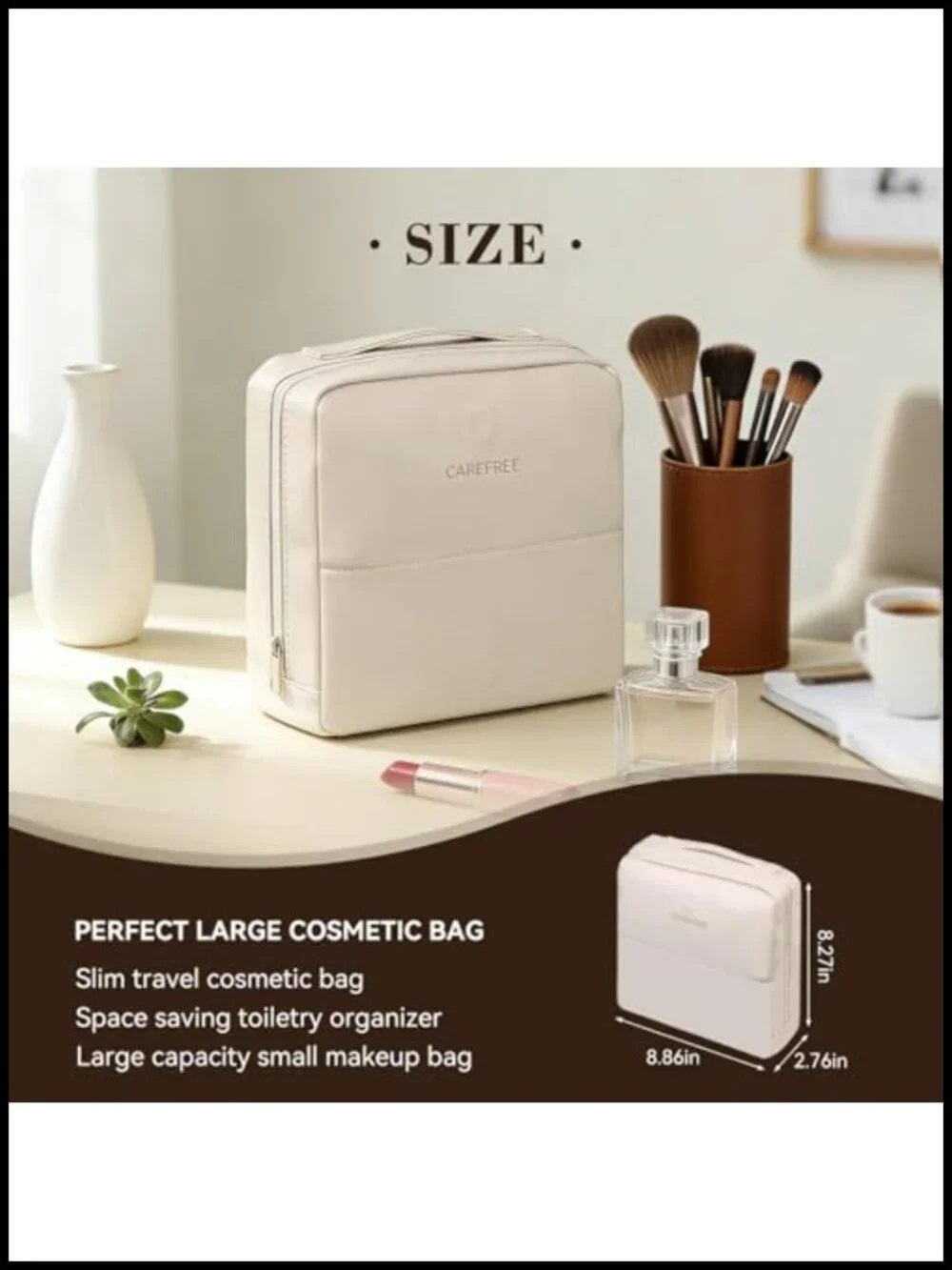 Magnetic Standing Cosmetic Bag, Travel Toiletry Organizer, Large Capacity 3D